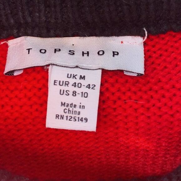TOPSHOP Dixieland Slogan Red and Black Sweater-M - Picture 5 of 6